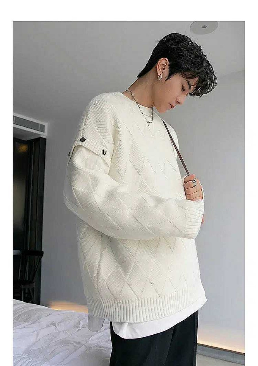 Clothing The Korean Fashion | Round Neck Argyle Sweater