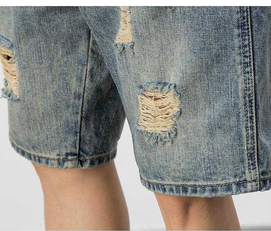 Clothing The Korean Fashion Shorts | Blue Ripped Denim Shorts