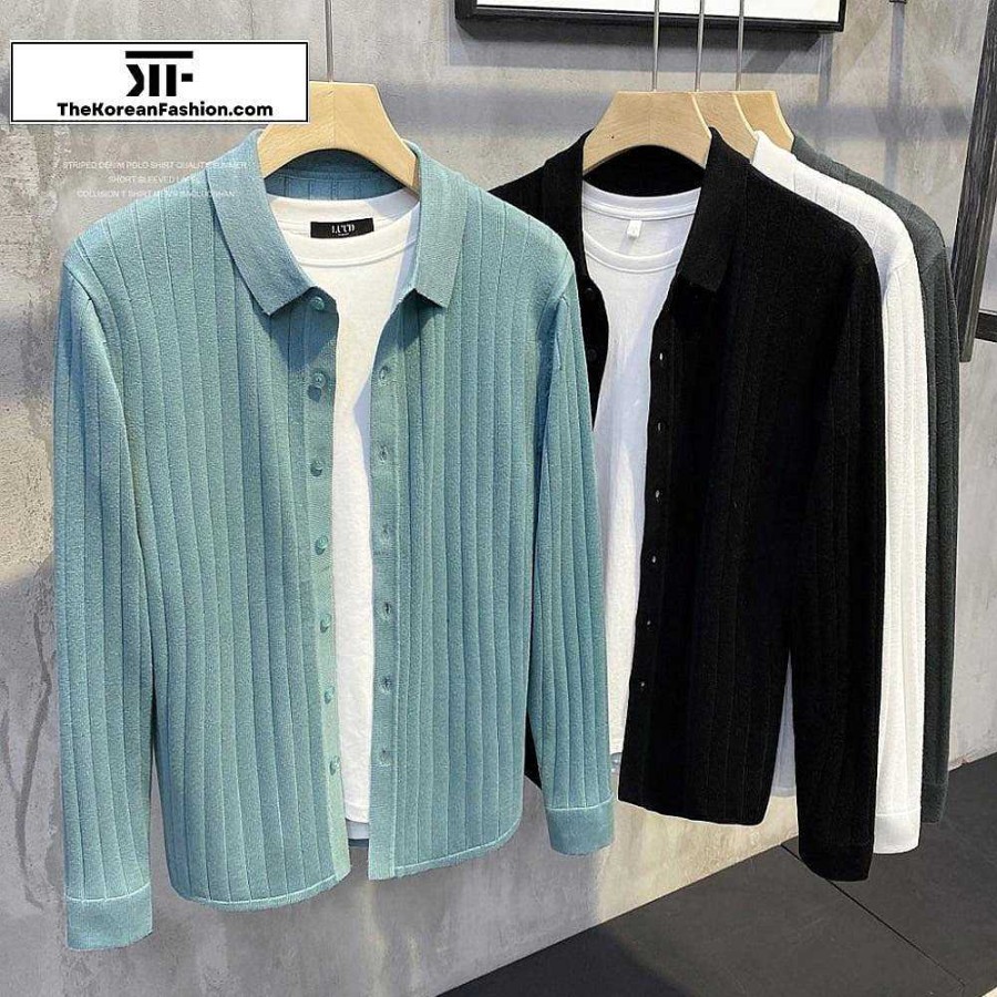 Casual Style Clothes The Korean Fashion | Multi Color Lapel Knitted Casual Cardigan