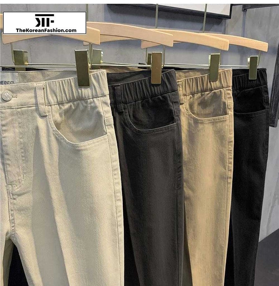 Casual Style Clothes The Korean Fashion | Autumn Cotton Elastic Waist Casual Pants