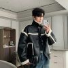 Clothing The Korean Fashion | Stand Collar Faux Leather Coat