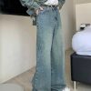 Clothing The Korean Fashion Jeans | Retro Washed Wide-Leg Jeans Blue