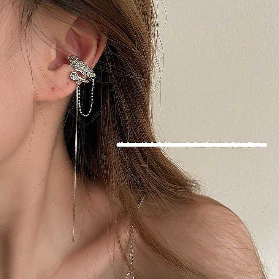 Women The Korean Fashion Earrings | Long Chain Ear Clip Left Ear - Single