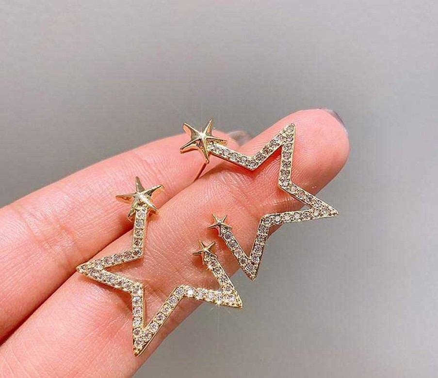 Women The Korean Fashion Earrings | Star Earrings Gold