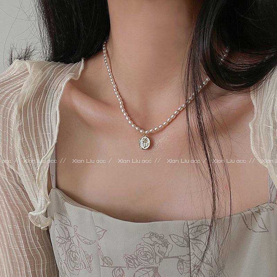 Women The Korean Fashion Necklaces | With Flowers Pearl Necklace