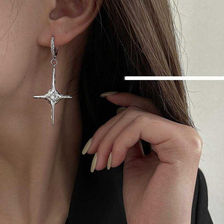 Women The Korean Fashion Earrings | Cross Earrings Silver