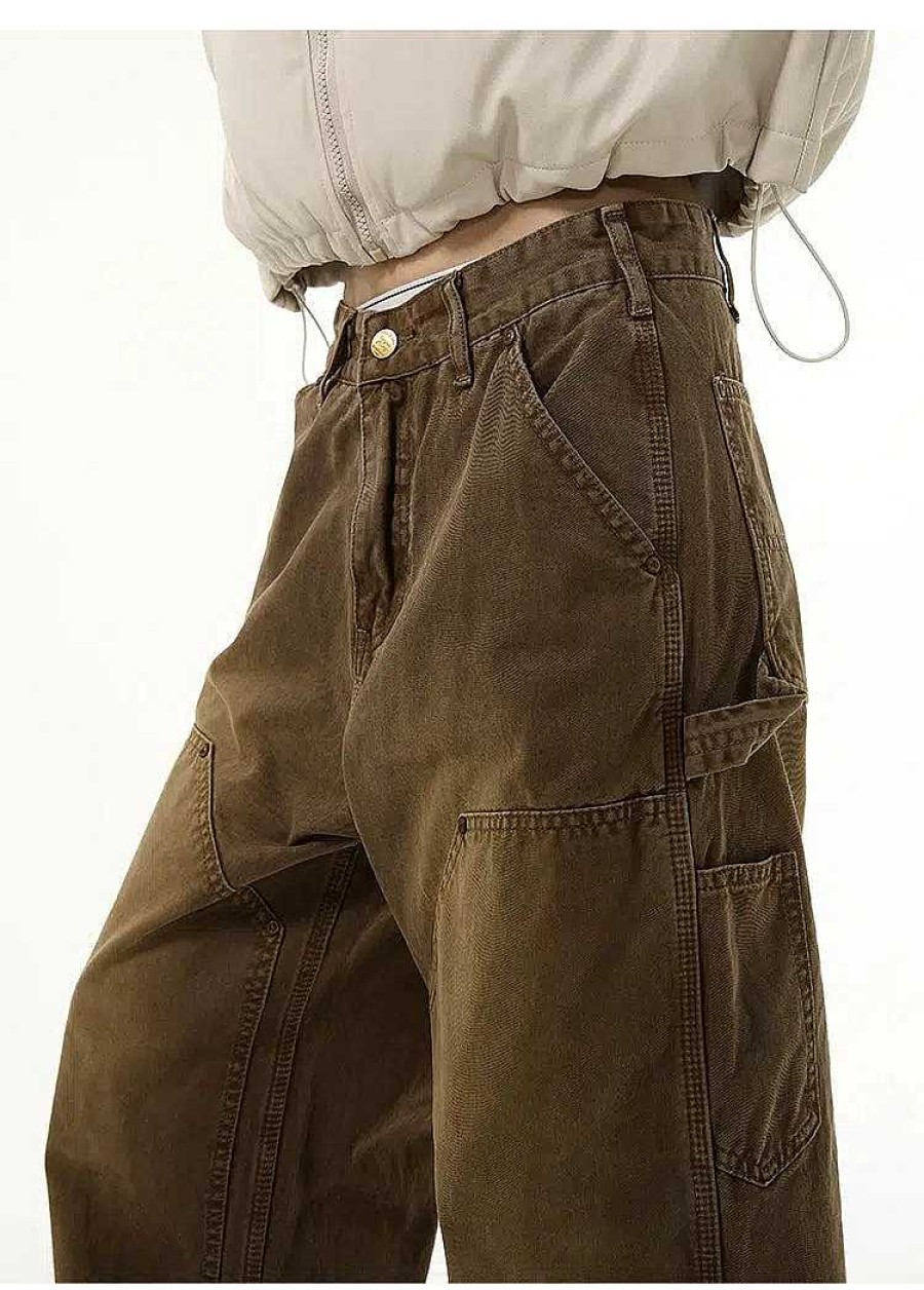 Clothing The Korean Fashion Jeans | Wide Leg Jeans Brown