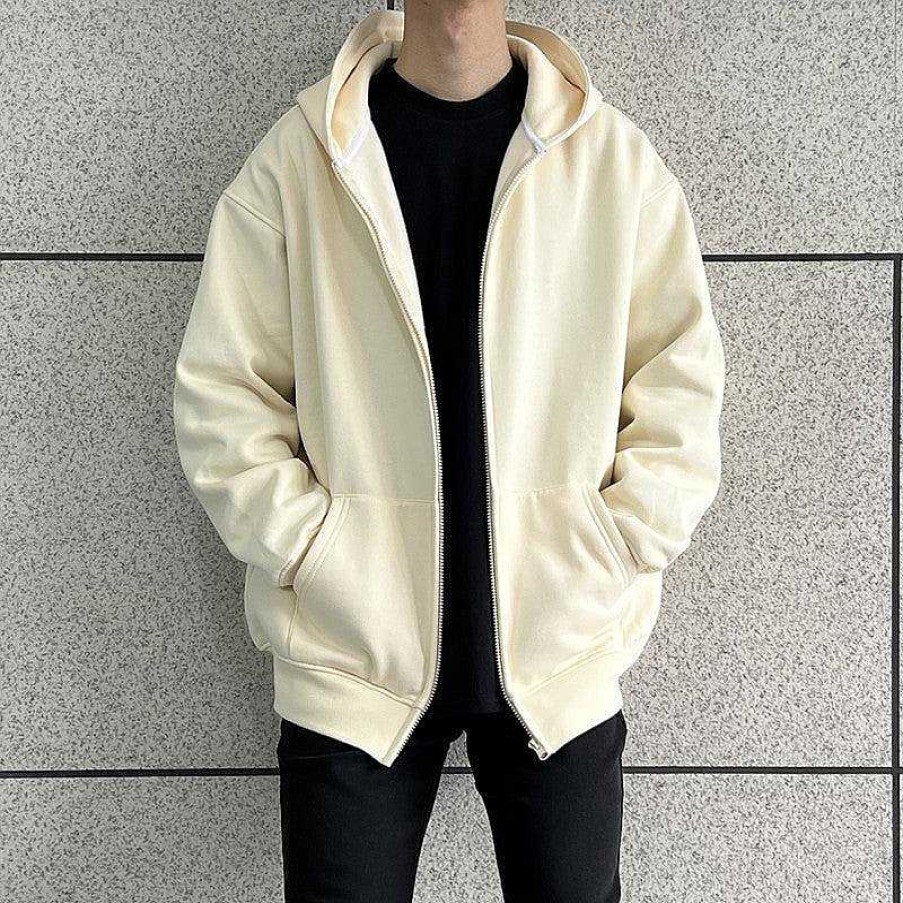 Clothing The Korean Fashion | Basic Velvet Hooded Zipper Cardigan