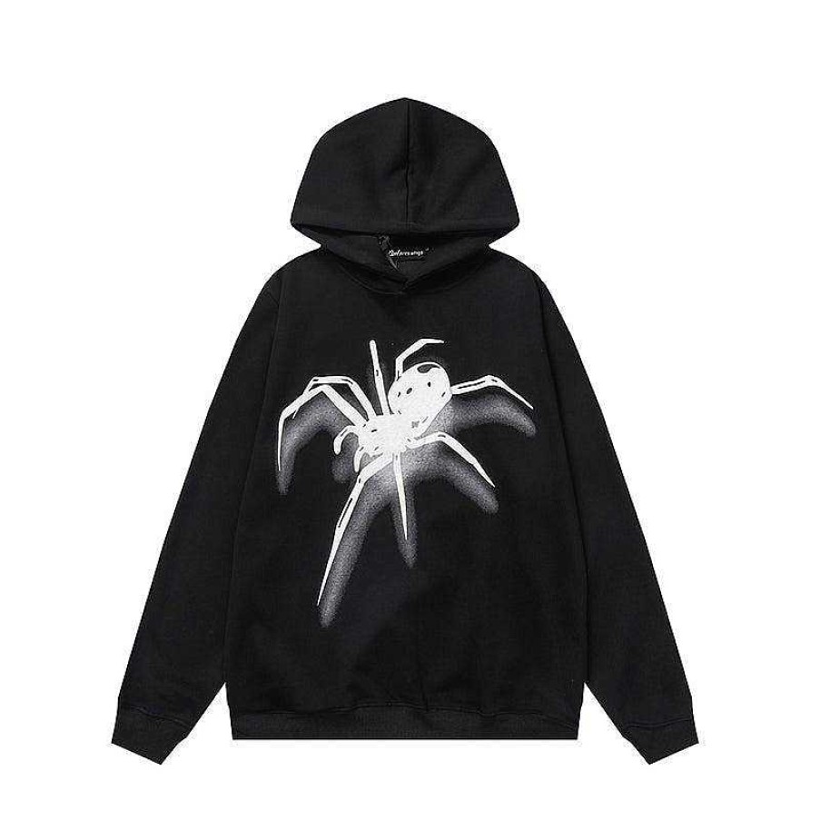 Clothing The Korean Fashion | Spider Print Hooded Sweatshirt