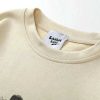 Clothing The Korean Fashion | Retro Letter Graffiti Suede Round Neck Sweatshirt