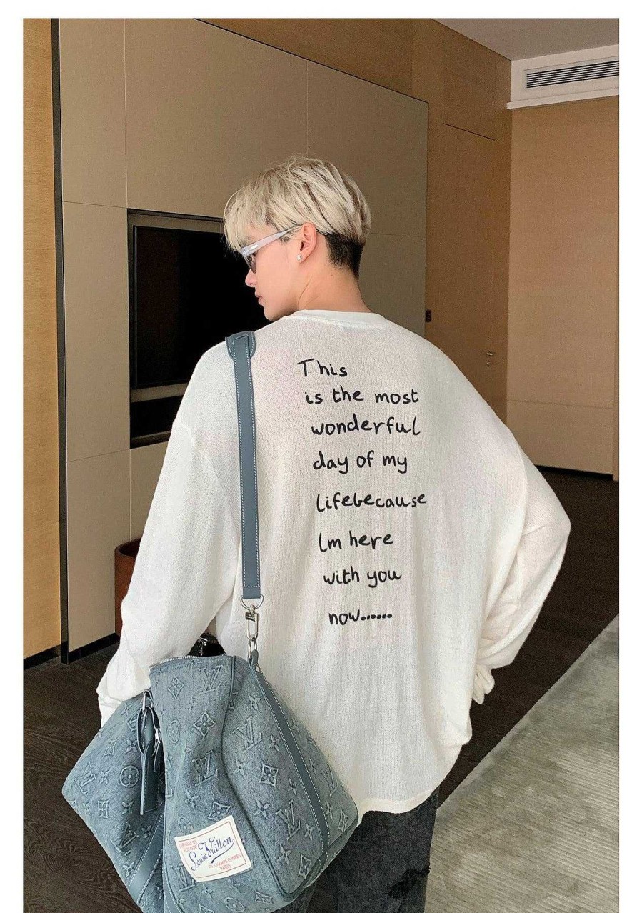 Clothing The Korean Fashion | Back Text Print Bottoming Shirt