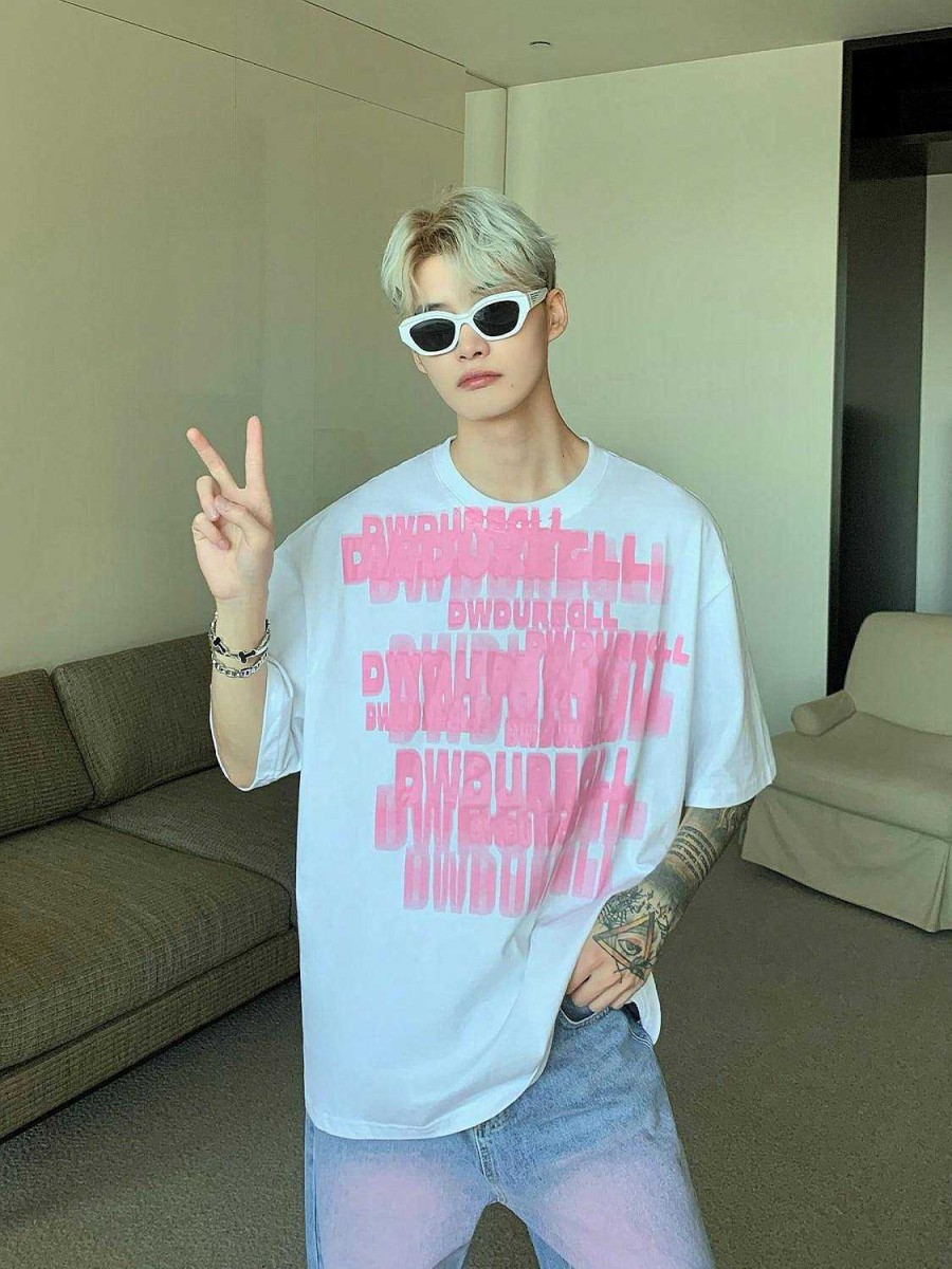 Clothing The Korean Fashion | Blurred Text T-Shirt