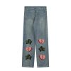 Clothing The Korean Fashion Jeans | Wide-Leg Graffiti Jeans Blue