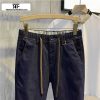 Casual Style Clothes The Korean Fashion | Drawstring Elastic Waist Basic Jeans Denim Blue