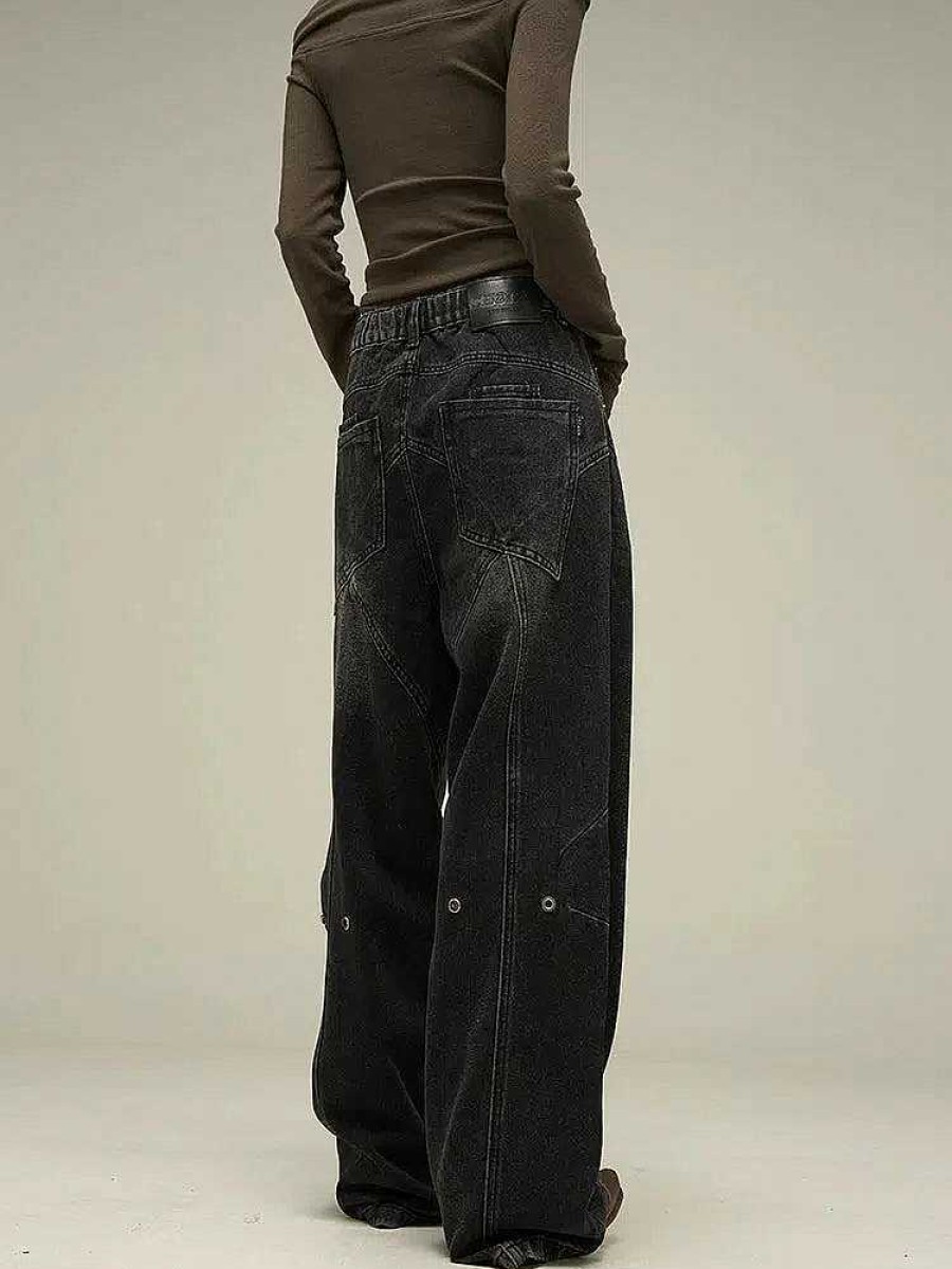 Clothing The Korean Fashion Jeans | Straight Wide Leg Pants Black