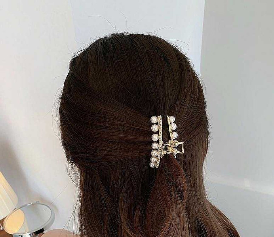 Women The Korean Fashion Hair Accessories | Pearl Flower Hair Claw Clip