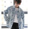 Clothing The Korean Fashion | Floral Denim Jacket Blue