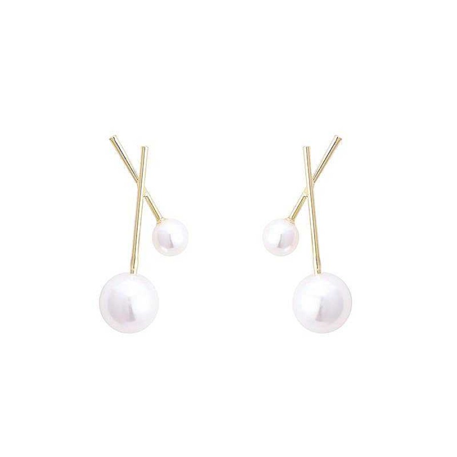 Women The Korean Fashion Earrings | X-Shaped Pearl Earrings X-Shaped Pearl Earrings(Silver Needle)