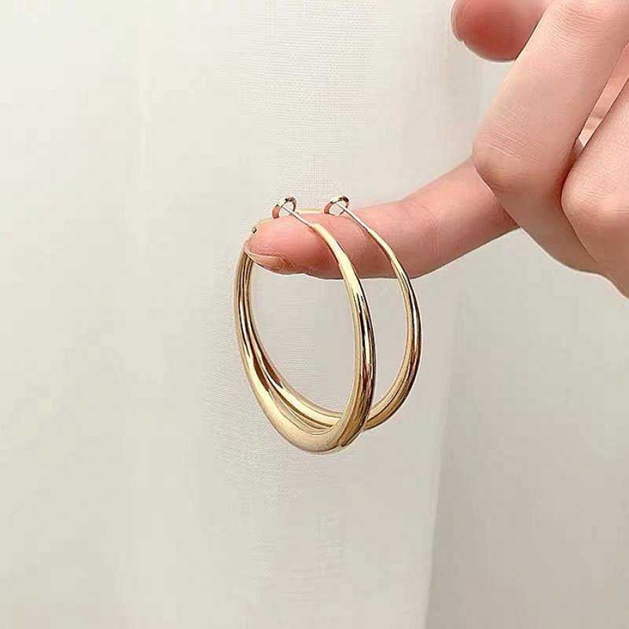 Women The Korean Fashion Earrings | Hoop Earrings Golden