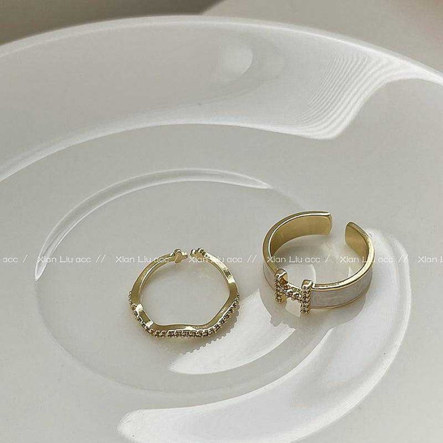 Women The Korean Fashion Rings | H Letter Zircon Ring