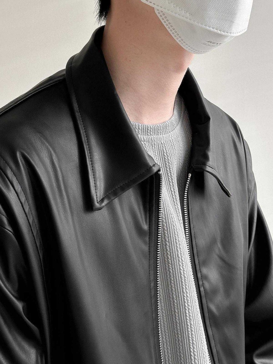 Clothing The Korean Fashion | Autumn Lapel Zip Pu Leather Jacket