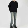 Clothing The Korean Fashion | Round Neck Raw Edge Raglan Plus Velvet Sweatshirt