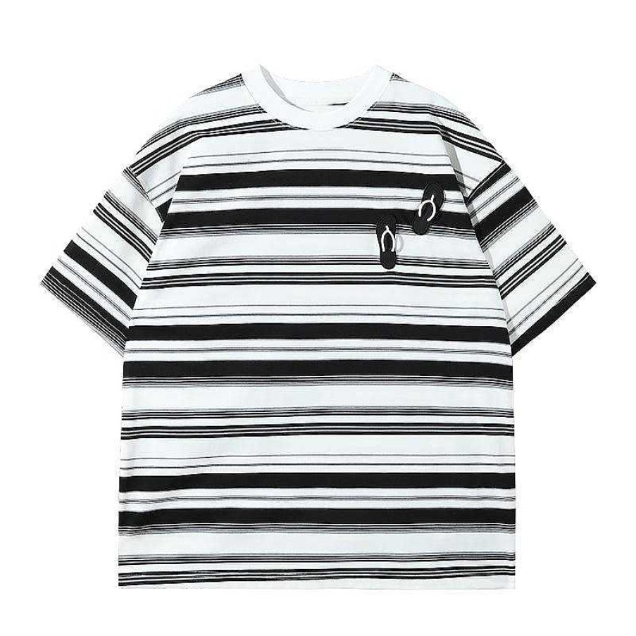 Clothing The Korean Fashion | Loose Fit Striped T-Shirt