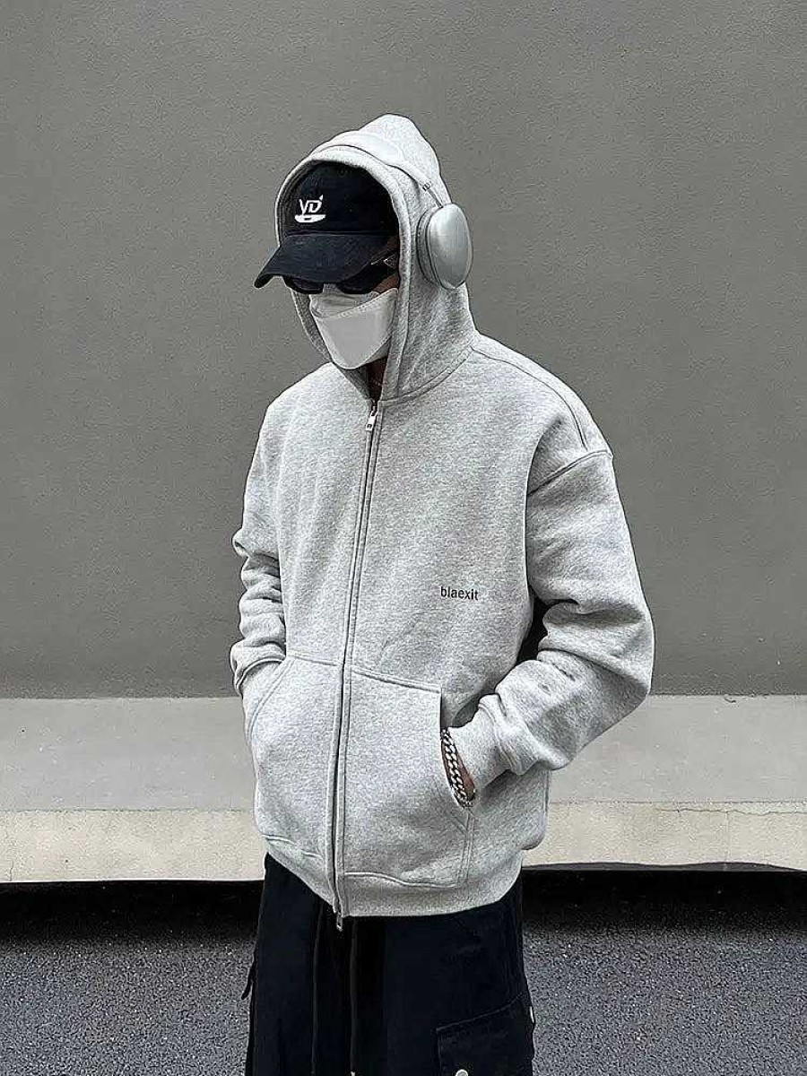 Clothing The Korean Fashion | Gray Plus Velvet Hooded Sweatshirt