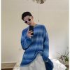 Clothing The Korean Fashion | Gradient Texture Long Sleeve T-Shirt Blue