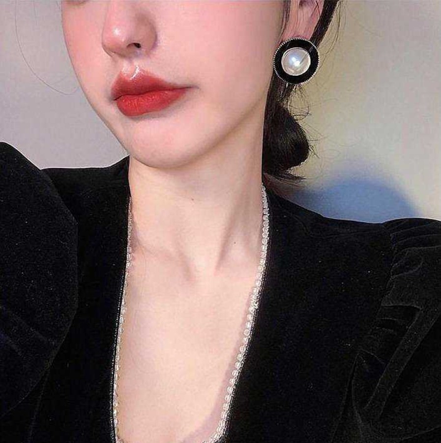 Women The Korean Fashion Earrings | Black Pearl Earrings Pearl Ear-Rings