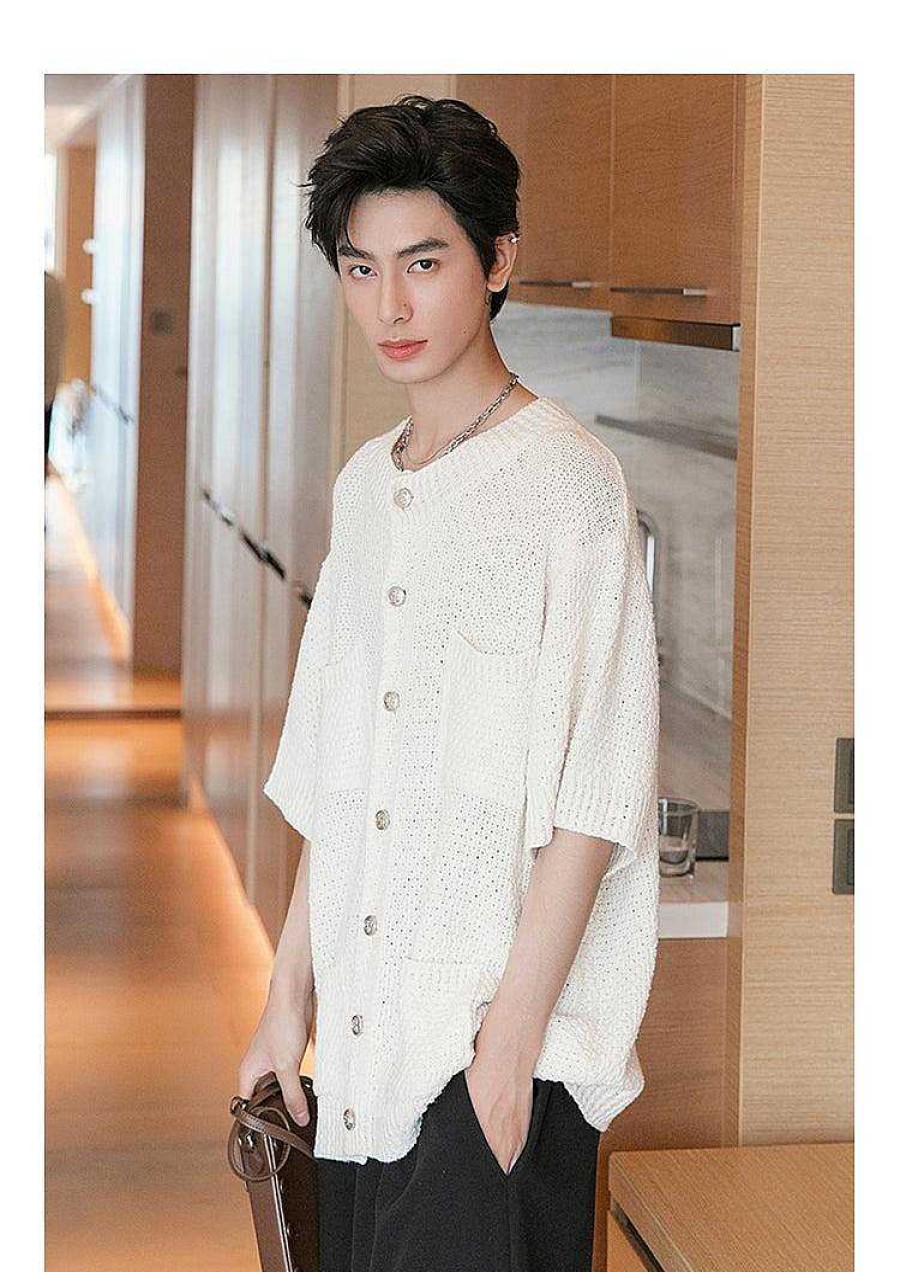 Clothing The Korean Fashion | Short-Sleeved Knitted Cardigan