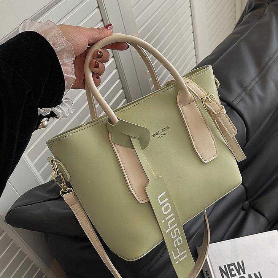 Women The Korean Fashion | Green Tote Bag