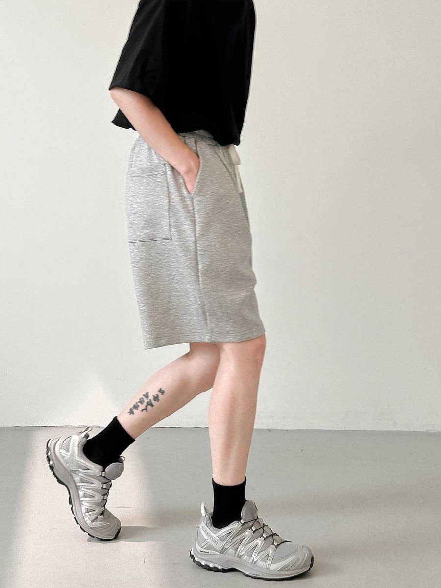 Clothing The Korean Fashion Shorts | Gray Elastic Waist Shorts Grey