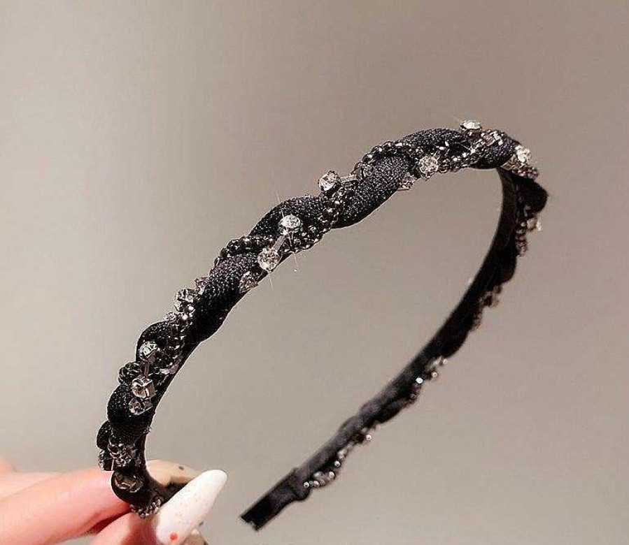 Women The Korean Fashion Hair Accessories | Zircon Headband Black