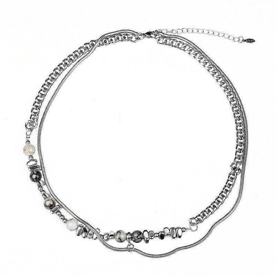 Accs & Bags & Shoes The Korean Fashion | Stitching Beads Necklace Silver