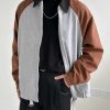 Clothing The Korean Fashion | Autumn Color Block Lapel Long Sleeve Jacket Grey