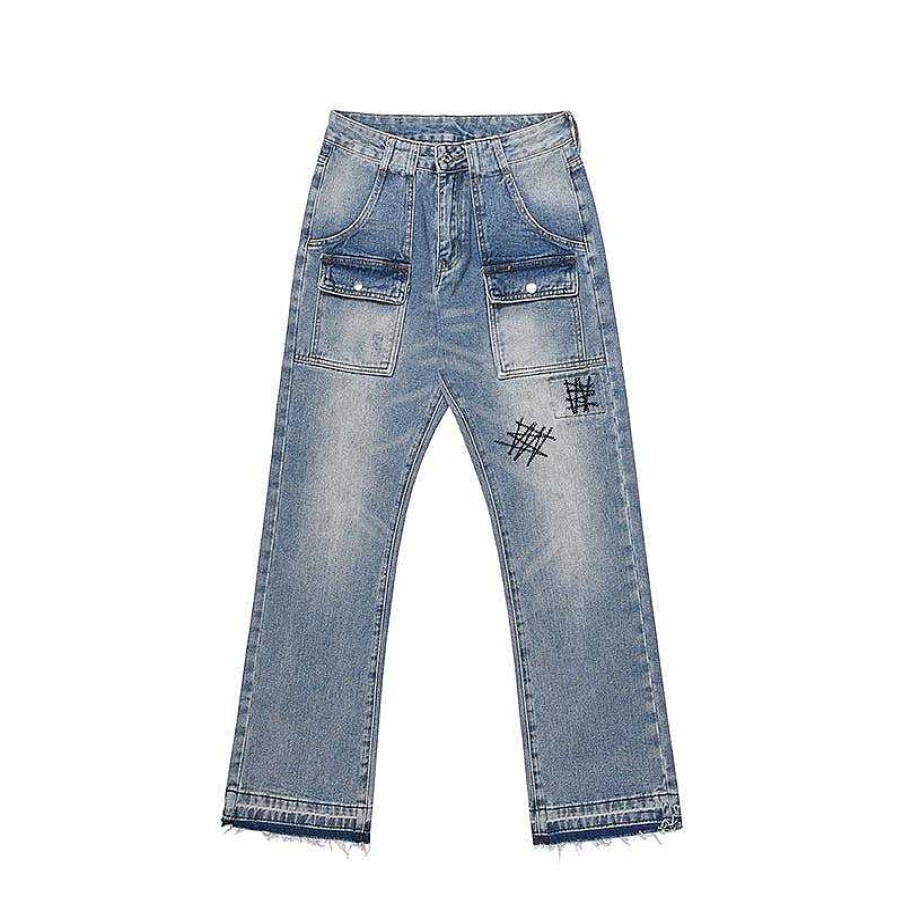 Clothing The Korean Fashion Jeans | Multi-Pocket Embroidered Jeans