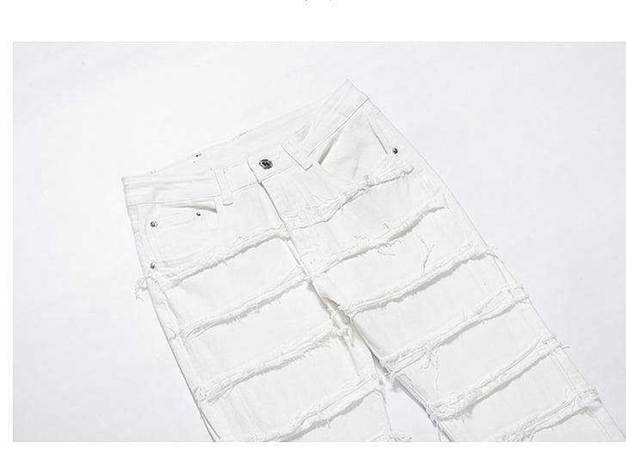 Clothing The Korean Fashion Jeans | Vintage Frayed Striped Jeans