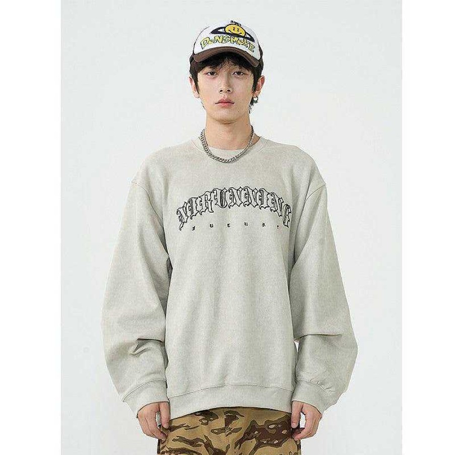 Clothing The Korean Fashion | Long-Sleeved Oversize Suede Sweatshirt