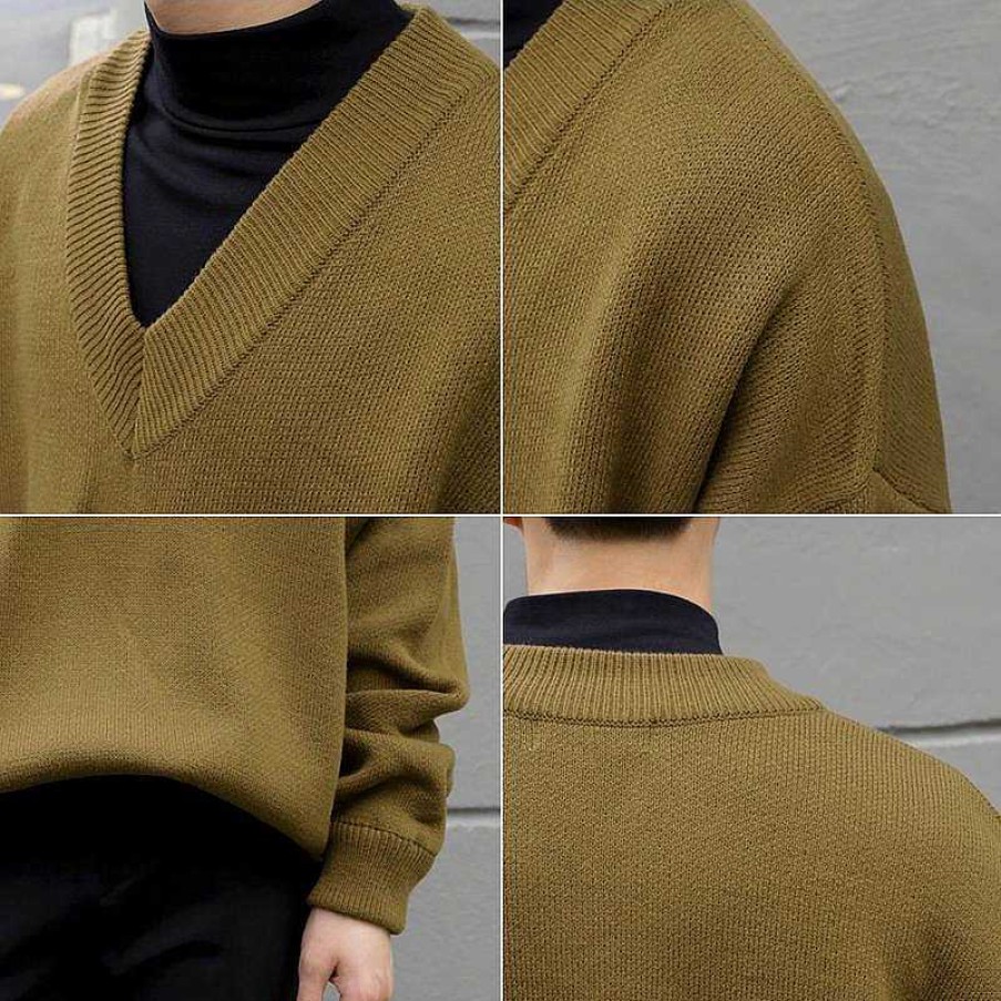 Clothing The Korean Fashion | Autumn V-Neck Dark Green