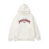 Clothing The Korean Fashion | Velvet Text Printed Hooded Sweatshirt