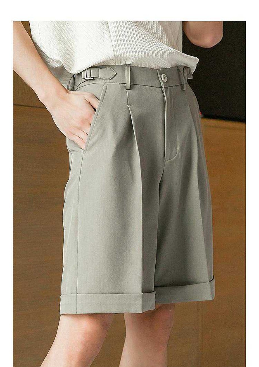 Clothing The Korean Fashion Shorts | Drape Straight-Leg Pleated Shorts