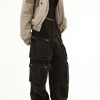 Clothing The Korean Fashion Jeans | Wide-Leg Multi-Pocket Denim Brown