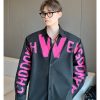 Clothing The Korean Fashion | Graffiti Shoulder Pad Shirt