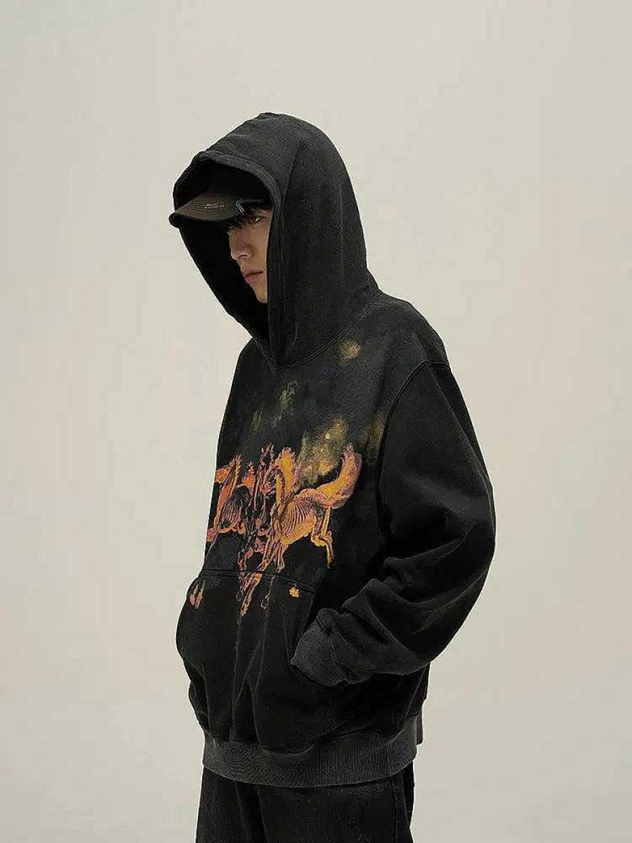 Clothing The Korean Fashion | Running Horse Print Hoodie