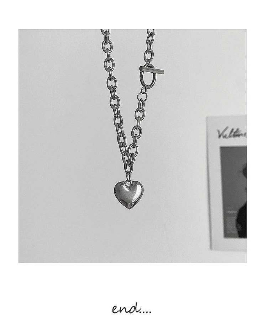 Women The Korean Fashion Necklaces | Metal Love Necklace Sliver