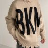 Clothing The Korean Fashion | Ripped Letter Pullover Sweater