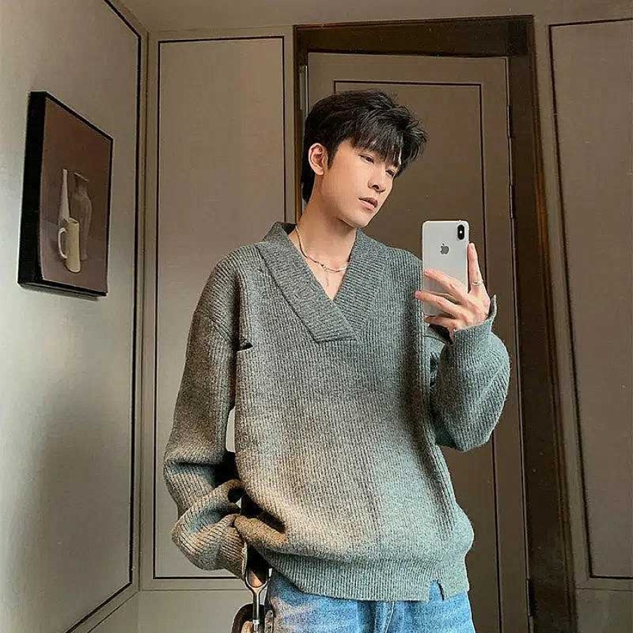 Clothing The Korean Fashion | V-Neck Ripped Sweater