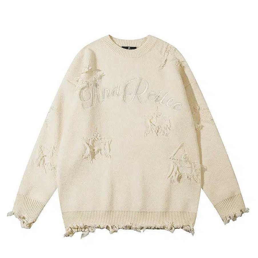 Clothing The Korean Fashion | Embroidery Round Neck Sweater