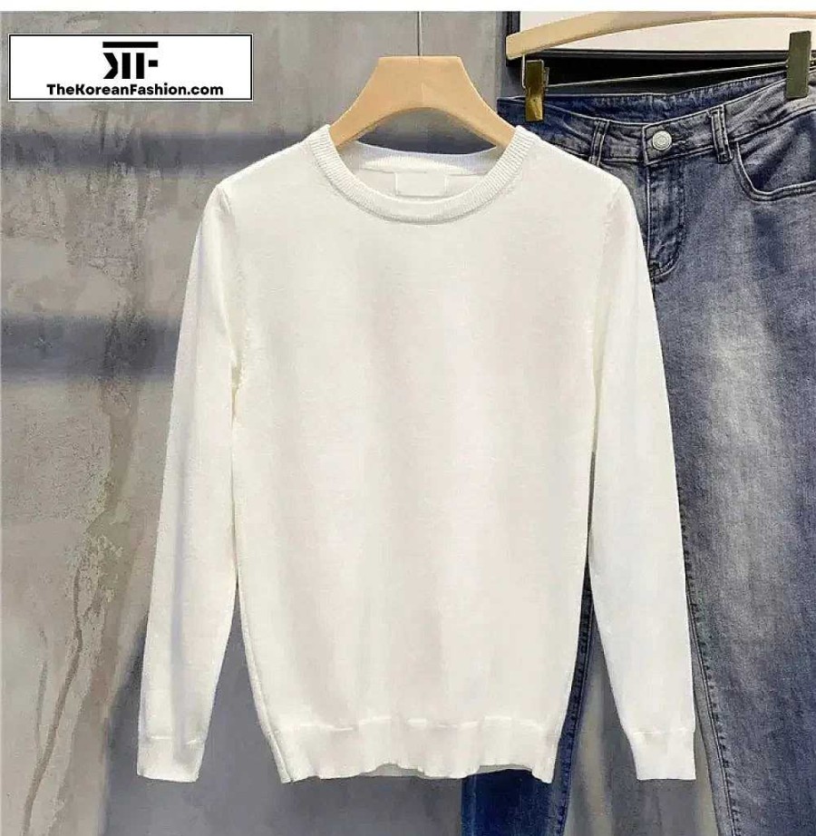 Casual Style Clothes The Korean Fashion | Basic Slim Crew Neck Sweater